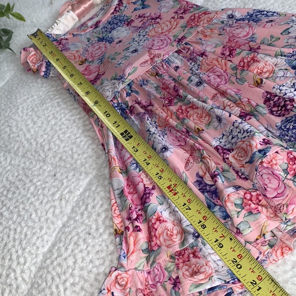 NWT Posh Peanut Lyric Ruffled Twirl Dress Pink Floral 3/4 - Picture 10 of 11